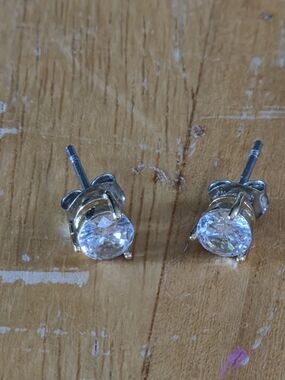 Kay Jewelers Silver Clear Round Cubic Zirconia Stud Earrings